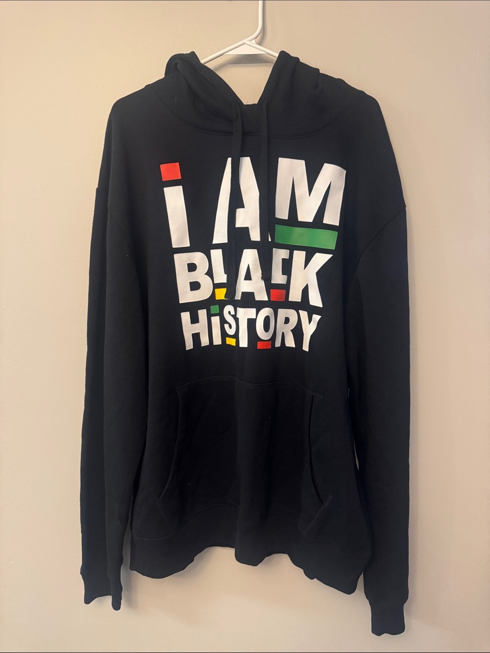 I AM BLACK HISTORY Graphic Hoodie - Black with Red Green Yellow Accents 3X